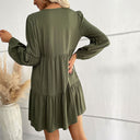 Chic Women's Tunic Dress with Ruffle and Button Accents