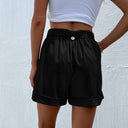 Stylish Women's Pleated Short Pants with Adjustable Waistband