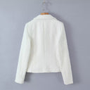 Textured Fabric Double-Breasted Blazer Jacket for Women