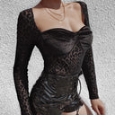 Chic Transparent Bodysuit with Leopard Print Design
