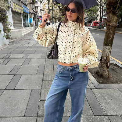 Chic Women's Polka Dot Fitted Blouse