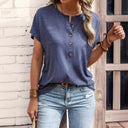 Chic Women's Short Sleeve Button-Up Blouse