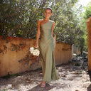 Asymmetric Satin Maxi Dress for Women
