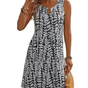 Floral Print Sleeveless Dress with Flared Skirt