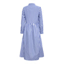 Chic Women's Vertical Striped Shirt Dress with Button Placket