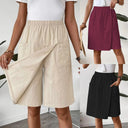 Chic Women's Knee-Length Wrap Skirt with Elastic Waist and Convenient Pockets