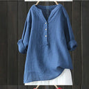 Half Button Closure Linen Blouse for Women