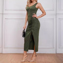 Chic Women's Sleeveless Dress with Decorative Buttons