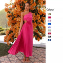 Chic Asymmetrical Women's Maxi Dress with Draped Elegance