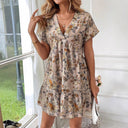 Chic V-Neck Mini Dress with Flowing Hem for Women