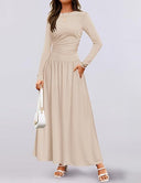 Women's Maxi Dress with Ruffle Accents and Chic Pockets