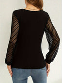 Women's Lace Sleeve Draped Blouse