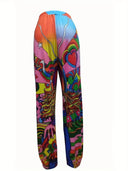 Vibrant Women's Graphic Leisure Pants with Elastic Waist
