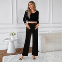 Chic High-Waisted Ribbed Knit Wide-Leg Pants for Women