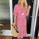 Floral Midi Dress with Elastic Waistband for Women