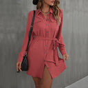 Women's Shirt Dress with Pockets & Tie Belt