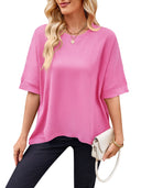 Trendy Oversized T-Shirt with Side Slits and Rolled Sleeves