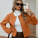 Chic Women's Short Blazer Jacket with Pocket Detail