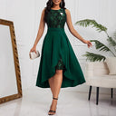 Chic Asymmetrical Hem Midi Dress with Floral Design