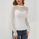 Chic Women's V-Neck Bodysuit with Transparent Dot Design