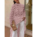 Women's Lace Asymmetrical Hem Top with Ruffle Accents