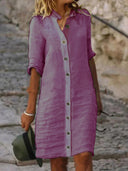 Stylish Women's Linen Dress with Button Details