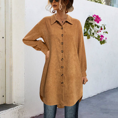 Chic Women's Corduroy Shirt Dress
