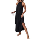 Women's Summer Maxi Dress with Halter Neck and Handy Pockets
