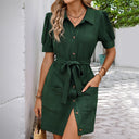 Chic Women's Shirt Dress with Belt and Handy Pockets