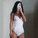 Chic Lace Bodysuit with Deep V-Neck & Delicate Straps