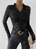 Ladies' Lace Blouse with Ruffle Accents
