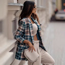 Classic Women's Checkered Blazer with Timeless Design