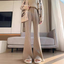 Chic Women's Fluffy Flared Pants with Frayed Hem