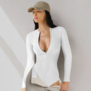 Figure-Hugging Women's Deep V-Neck Bodysuit