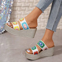Embroidered Women's Platform Sandals with Cushioned Footbed