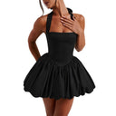 Chic A-Line Flared Skirt Halter Dress for Women