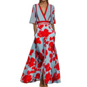 Chic V-Neck Printed Peplum Dress