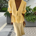 Chic Women's V-Neck Blouse with Ruffle Accents