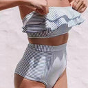 Chic Women's Ruffle-Top High-Cut Bikini