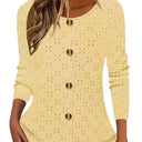 Women's Long Sleeve Blouse with Lace Accents and Button Design