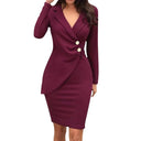 Chic Wrap Dress with Button Accents & V-Neck