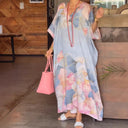 Floral V-Neck Women's Kaftan Dress