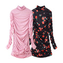 Chic Ruffle Collar Shirt with Floral Accents
