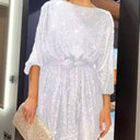 Shimmering Long Sleeve Mini Dress for Women