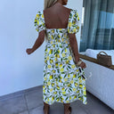 Fruity Print Maxi Dress with Side Slit
