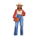 High-Waisted Bootcut Jeans with Trendy Distressed Style for Women
