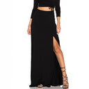 Chic High Slit Maxi Skirt with Elastic Waistband