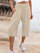 Chic Women's Culottes with Stretchy Waist and Pockets