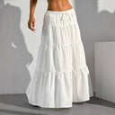 Chic Tiered Long Pleated Skirt with Waist Tie