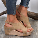 Women's Cork Platform Sandals with Fashionable Cutouts by Heidi-Mode